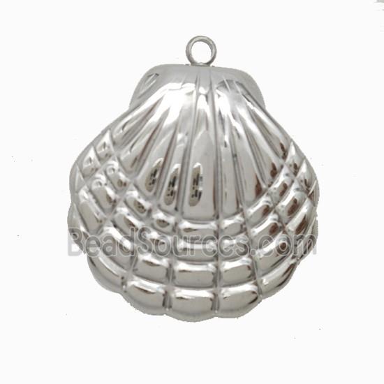Raw Stainless Steel Scallop Shell Pendant