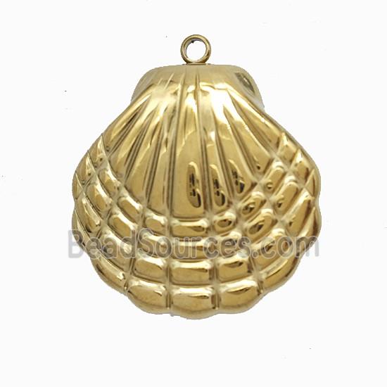 Stainless Steel Scallop Shell Pendant Gold Plated