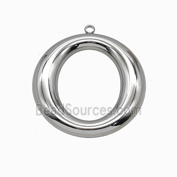 Raw Stainless Steel Rings Pendant Circle