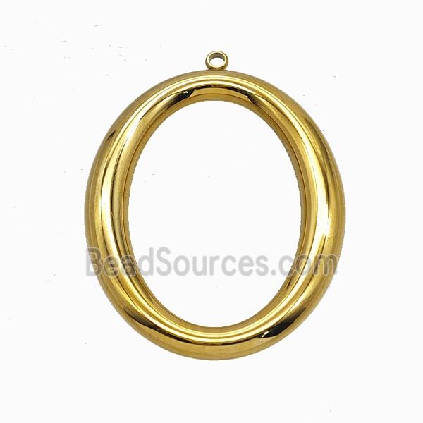 Stainless Steel Oval Rings Pendant Gold Plated