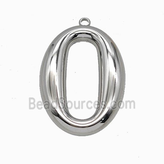 Raw Stainless Steel House Number 0 Pendant