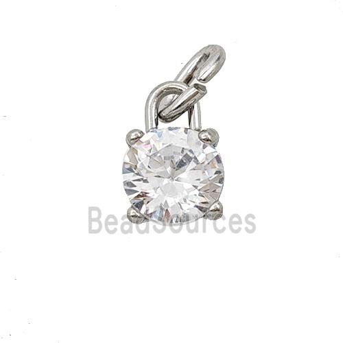 Raw Stainless Steel Pendant Pave Zirconia