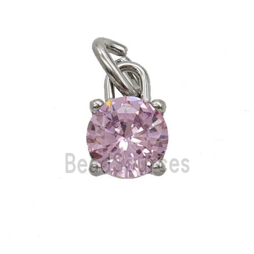 Raw Stainless Steel Pendant Pave Zirconia