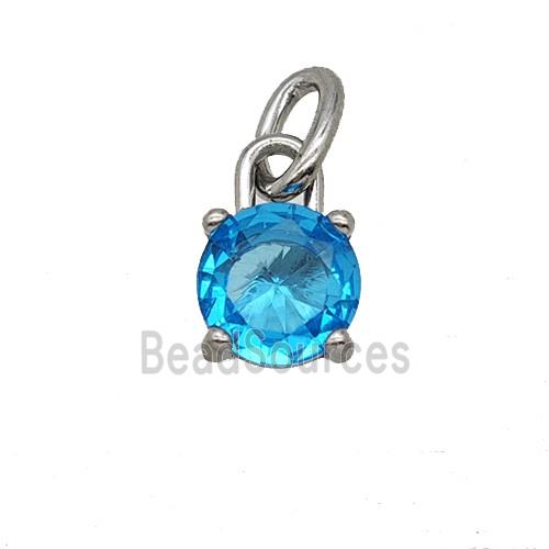 Raw Stainless Steel Pendant Pave Zirconia