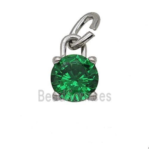 Raw Stainless Steel Pendant Pave Green Zirconia