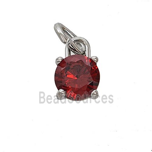 Raw Stainless Steel Pendant Pave Red Zirconia