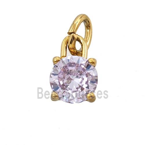 Stainless Steel Pendant Pave Zirconia Gold Plated