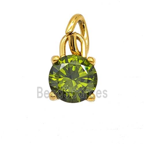 Stainless Steel Pendant Pave Olive Zirconia Gold Plated