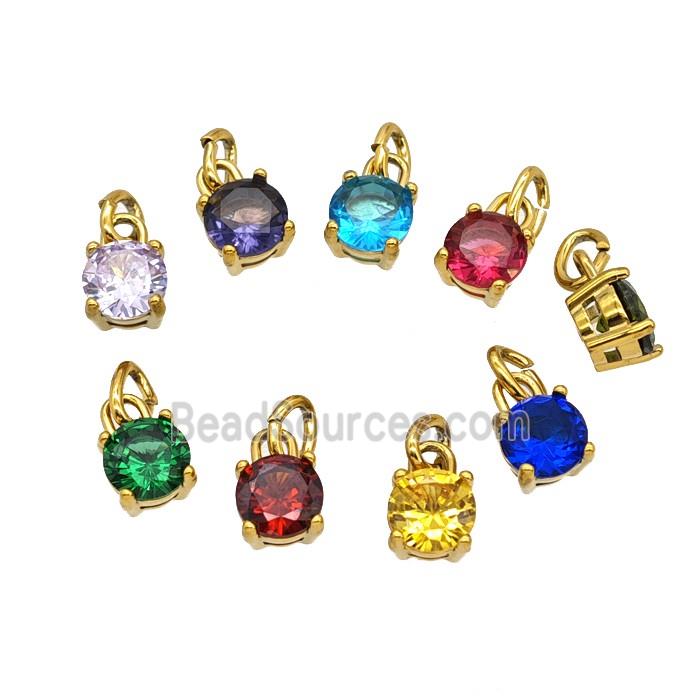 Stainless Steel Pendant Pave Zirconia Gold Plated Mixed