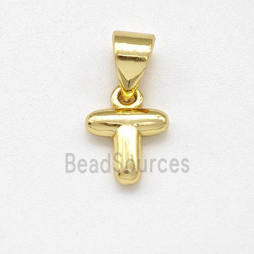 Stainless Steel Letter-T Pendant Gold Plated