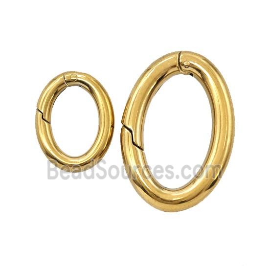 Stainless Steel Carabiner Clasp Oval Gold Plated