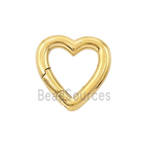 Stainless Steel Carabiner Clasp Heart Gold Plated