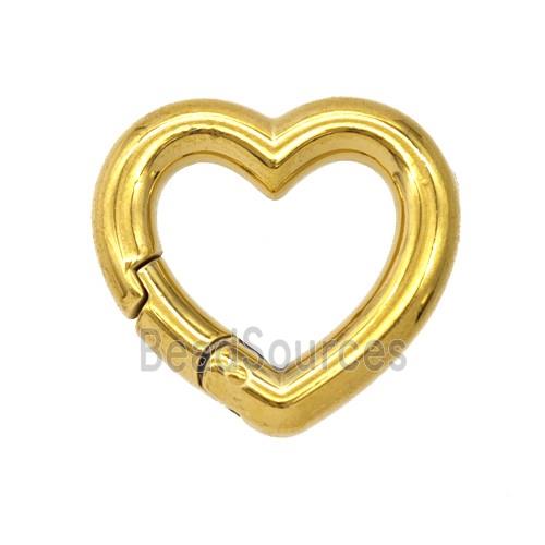 Stainless Steel Carabiner Clasp Heart Gold Plated