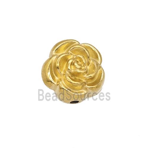 Stainless Steel Rose Flower Beads Gold Plated