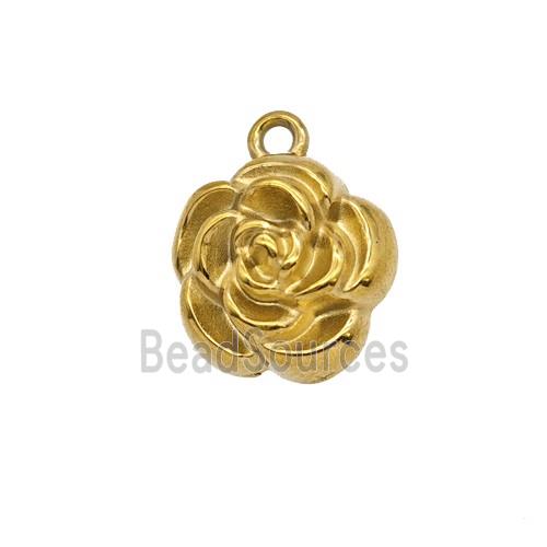 Stainless Steel Rose Flower Pendant Gold Plated