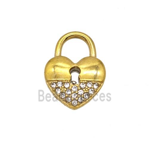 Stainless Steel Locket Pendant Pave Rhinestone Gold Plated