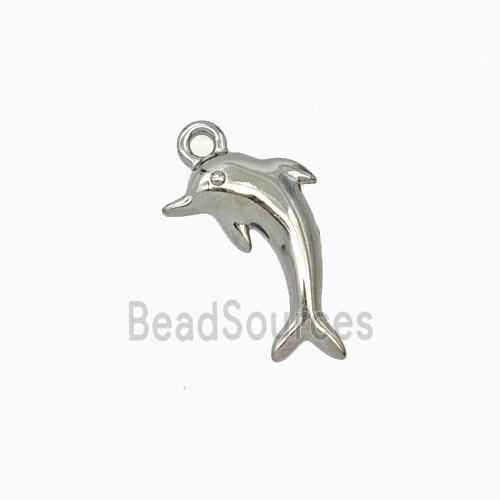 Raw Stainless Steel Dolphin Pendant