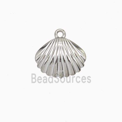 Raw Stainless Steel Scallop Shell Pendant