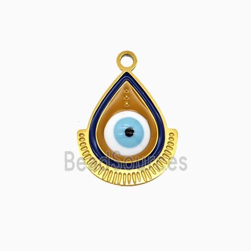 Stainless Steel Eye Pendant Enamel Gold Plated