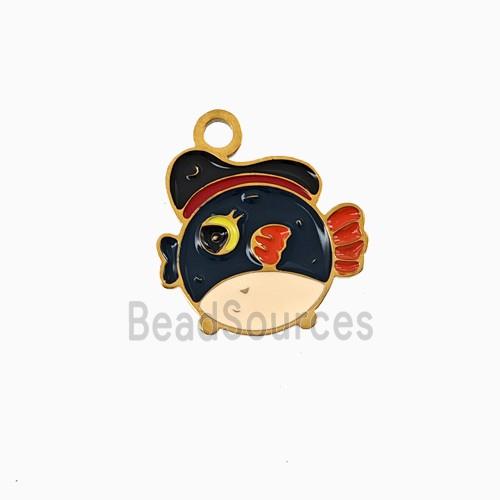 Stainless Steel Fish Pendant Enamel Gold Plated