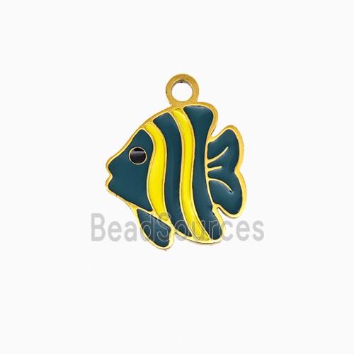 Stainless Steel Fish Pendant Enamel Gold Plated