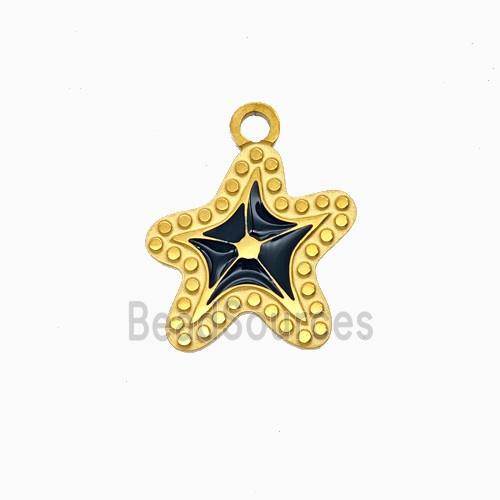 Stainless Steel Starfish Pendant Enamel Gold Plated