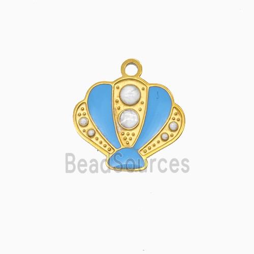 Stainless Steel Scallop Shell Pendant Enamel Gold Plated