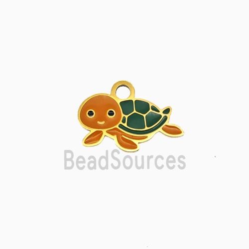 Stainless Steel Tortoise Pendant Enamel Gold Plated
