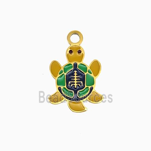 Stainless Steel Tortoise Pendant Enamel Gold Plated