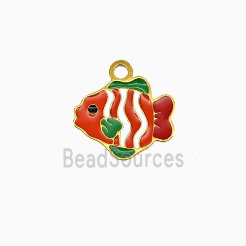 Stainless Steel Fish Pendant Enamel Gold Plated
