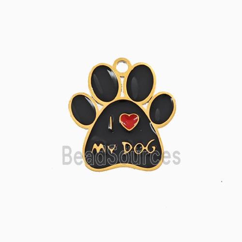 Stainless Steel Paws Pendant Enamel Gold Plated