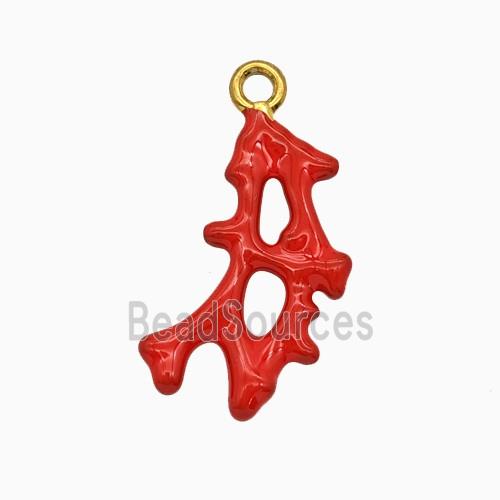 Stainless Steel Coral Branch Pendant Enamel Gold Plated