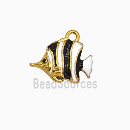 Stainless Steel Fish Pendant Enamel Gold Plated