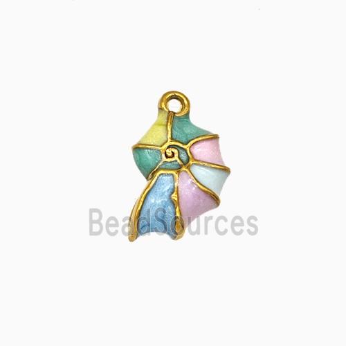 Stainless Steel Spiral Shell Pendant Multicolor Enamel Gold Plated