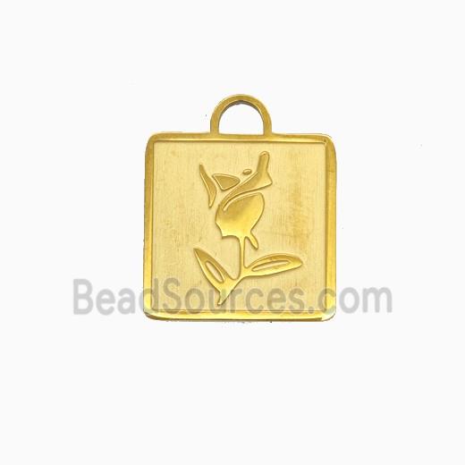 Stainless Steel Flower Pendant Gold Plated