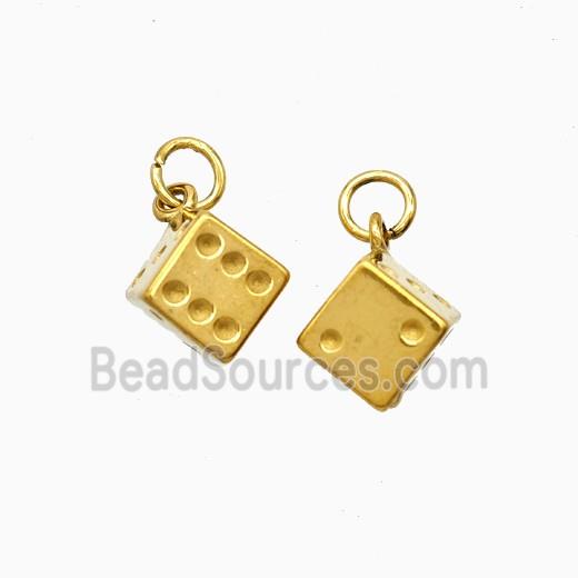 Stainless Steel Dice Pendant Gold plated