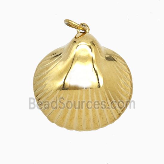 Stainless Steel Scallop Shell Pendant Gold Plated
