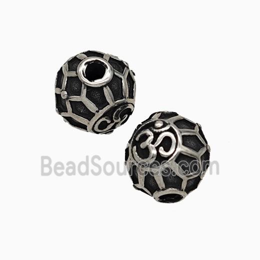 Stainless Steel Round Beads Antique Silver