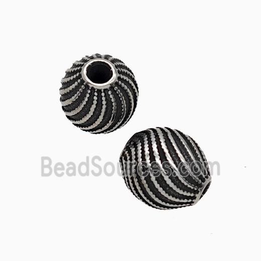 Stainless Steel Barrel Beads Antique Silver