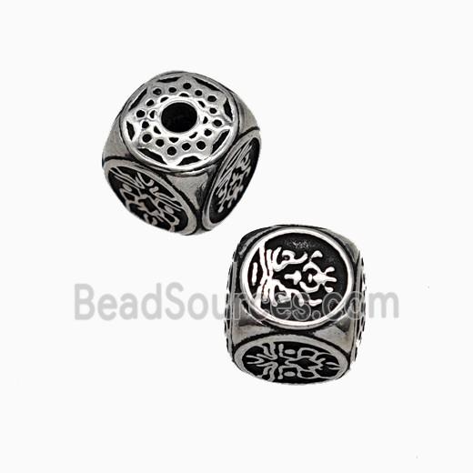Stainless Steel Cube Beads Antique Silver