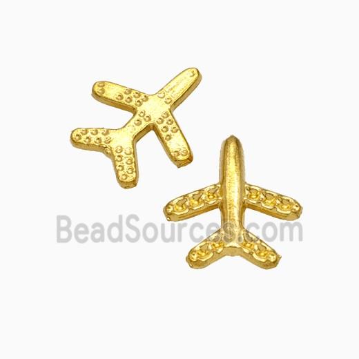 Stainless Steel Airplane Pendant Nohole Gold Plated