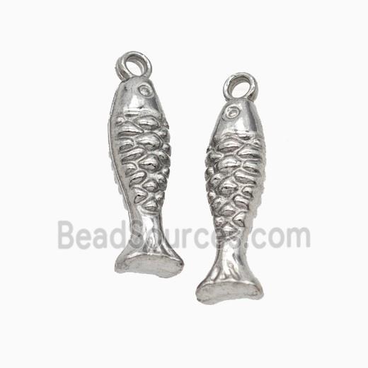 Raw Stainless Steel Fish Pendant