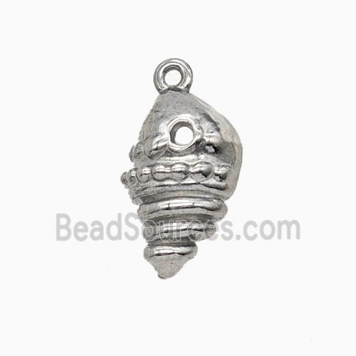 Raw Stainless Steel Conch Shell Pendant