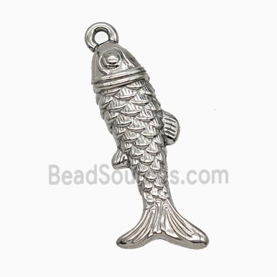 Raw Stainless Steel Fish Pendant