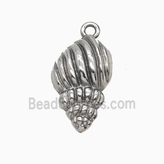 Raw Stainless Steel Conch Shell Pendant