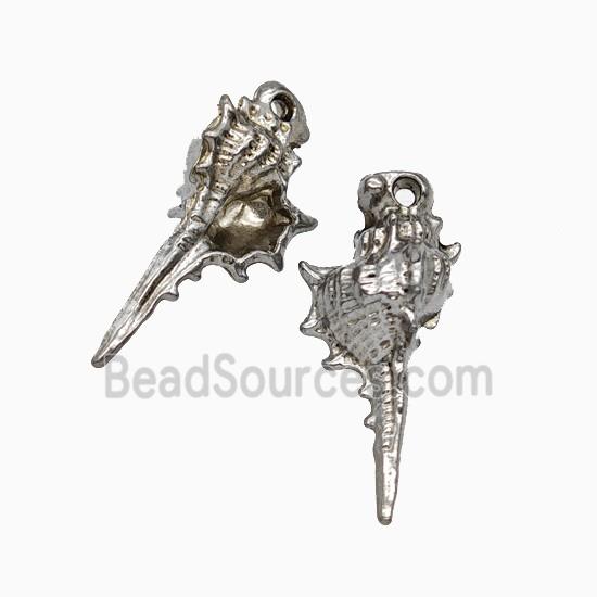 Raw Stainless Steel Conch Shell Pendant