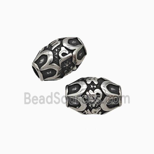 Stainless Steel Rice Beads Large Hole Antique Silver