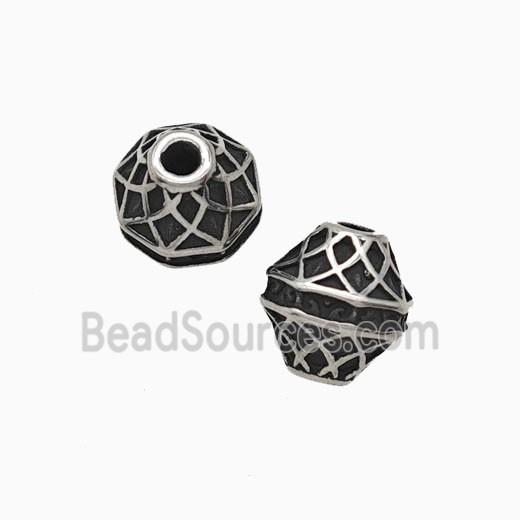 Stainless Steel Bicone Beads Antique Silver