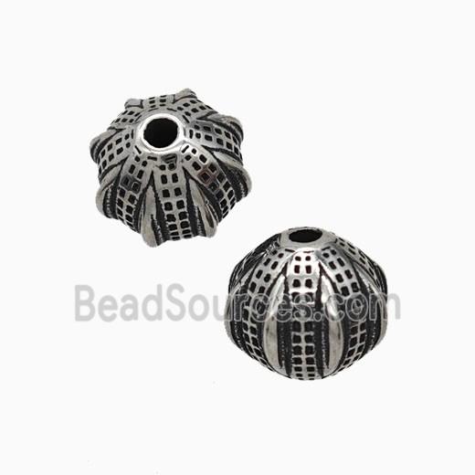 Stainless Steel Pumpkin Beads Antique Silver