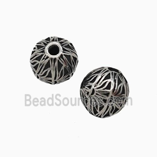 Stainless Steel Round Beads Antique Silver